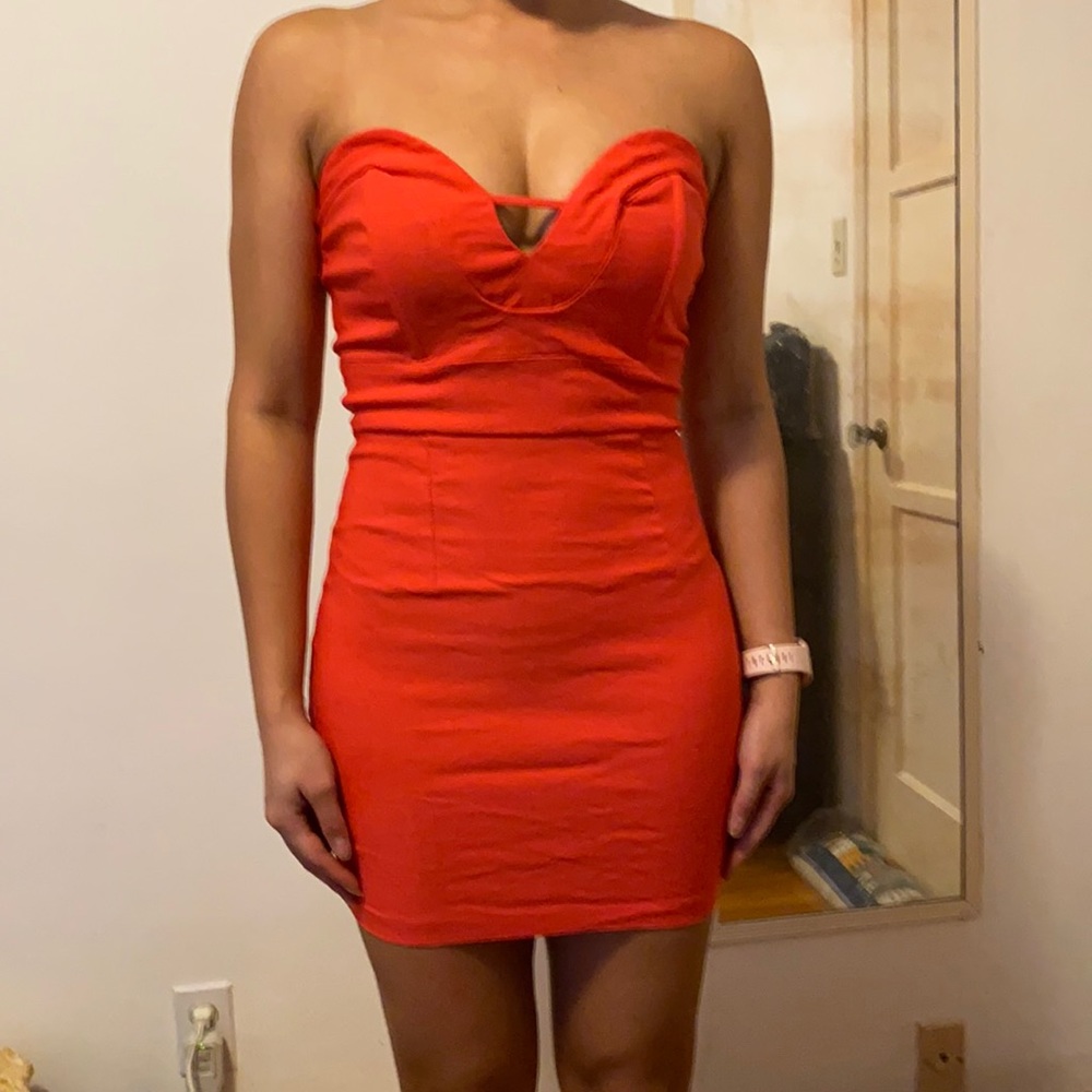 Nasty gal coral pink bright mini dress. Small